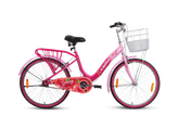 Kross Gauzy 24T Single Speed City Bike for Girls – Steel Frame, Basket, Mudguard & Side Stand (Ideal for 9+ Years)